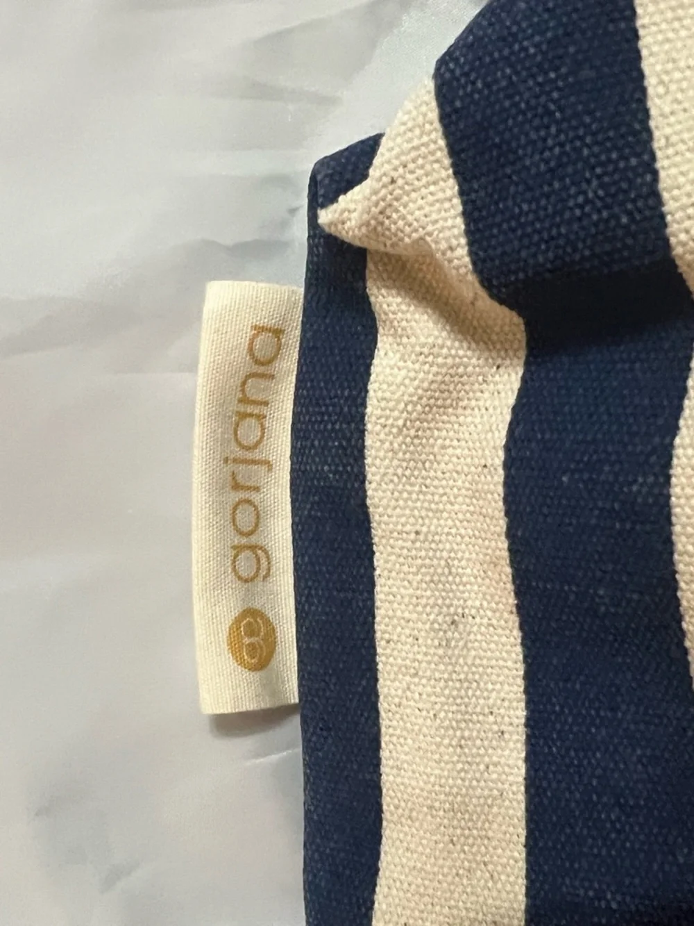 Gorjana Navy and Cream Striped Makeup Organizer Pouch